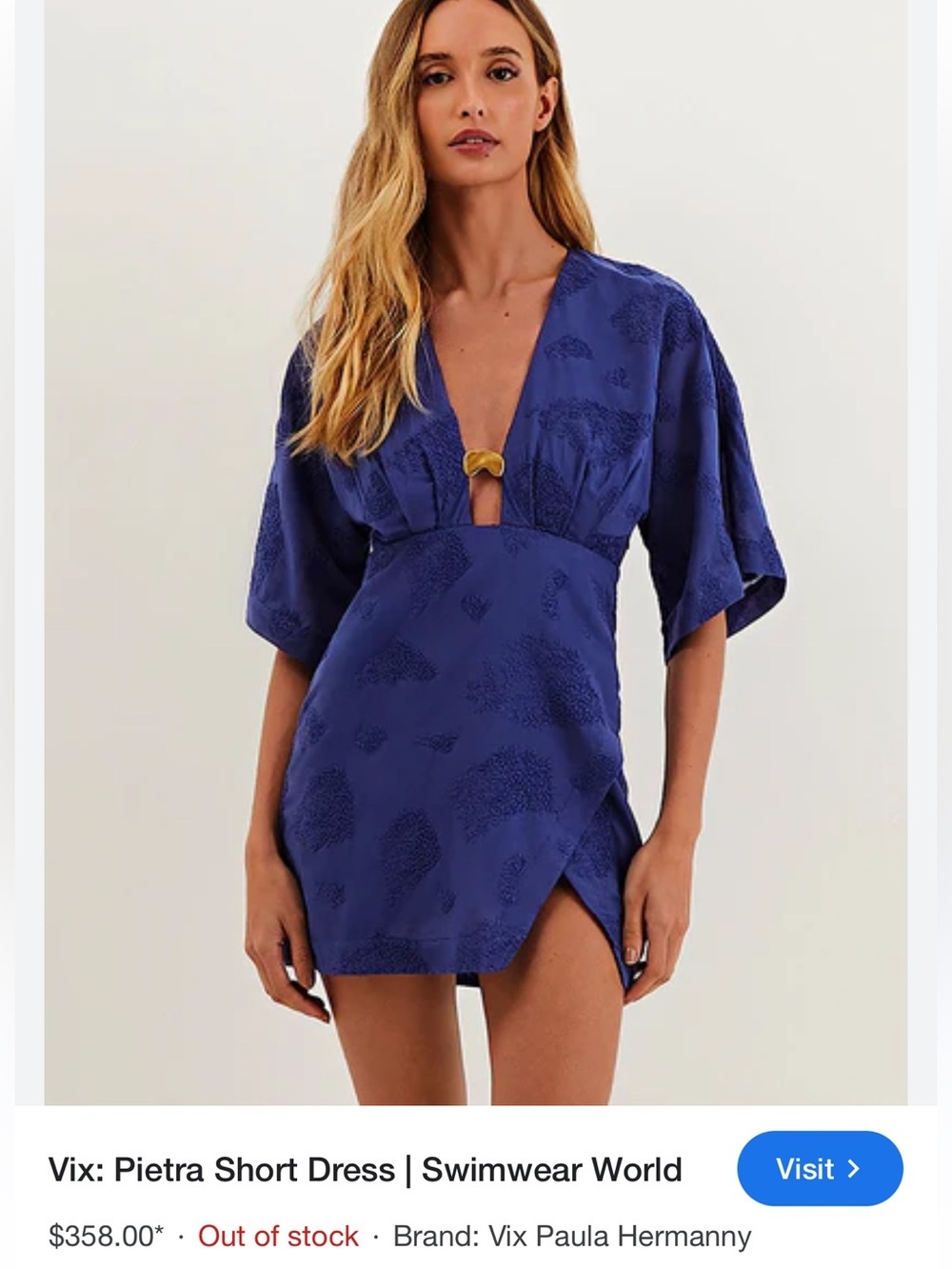 Vix Pietra Short Dress in Deep Blue size M $358